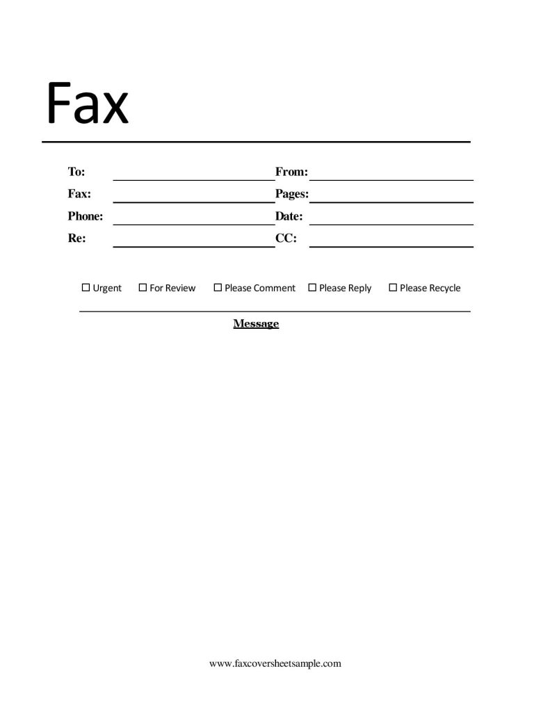 Blank Personal Fax Cover Sheet