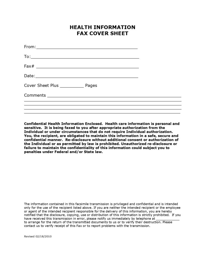 Fax Cover Sheet Confidentiality Statement