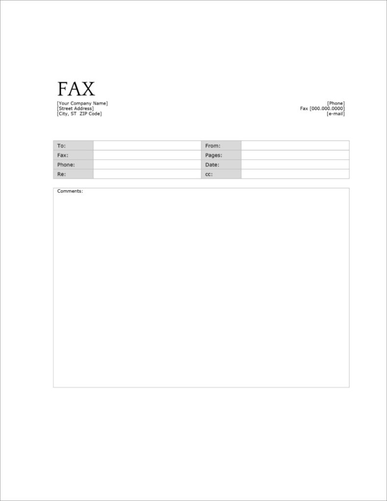 Microsoft Word Fax Cover Sheet