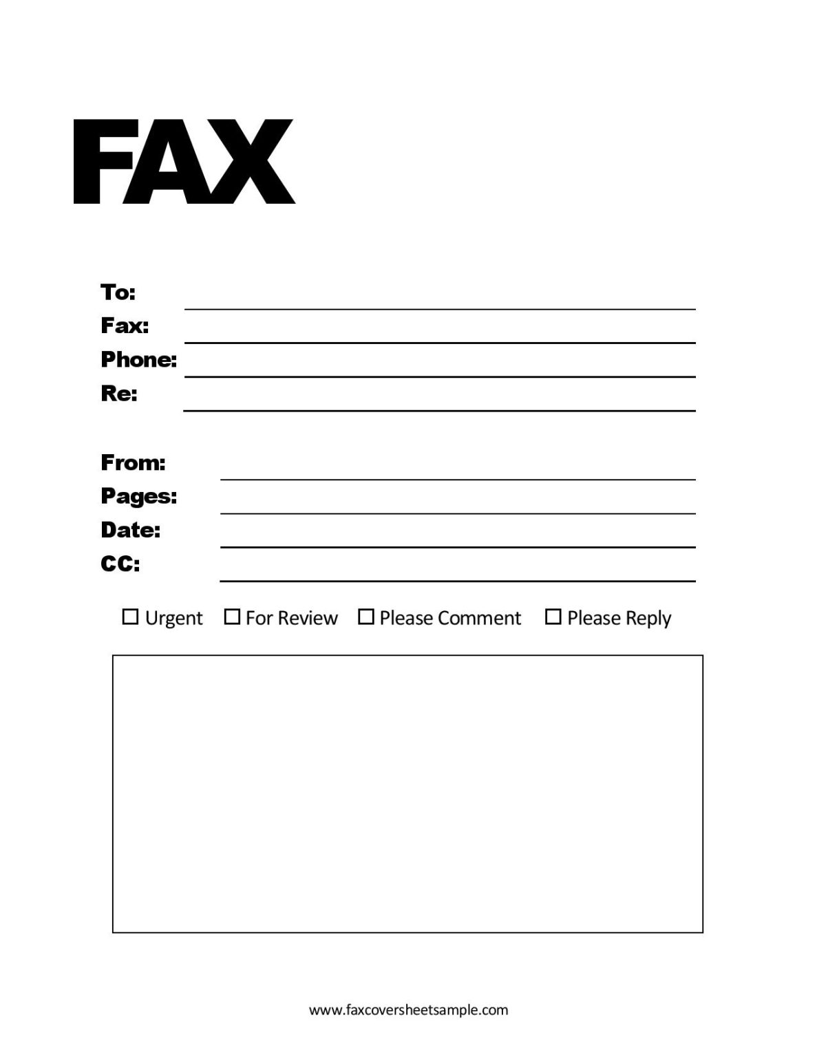 Free Printable Fax Cover Sheet PDF Fillable Template