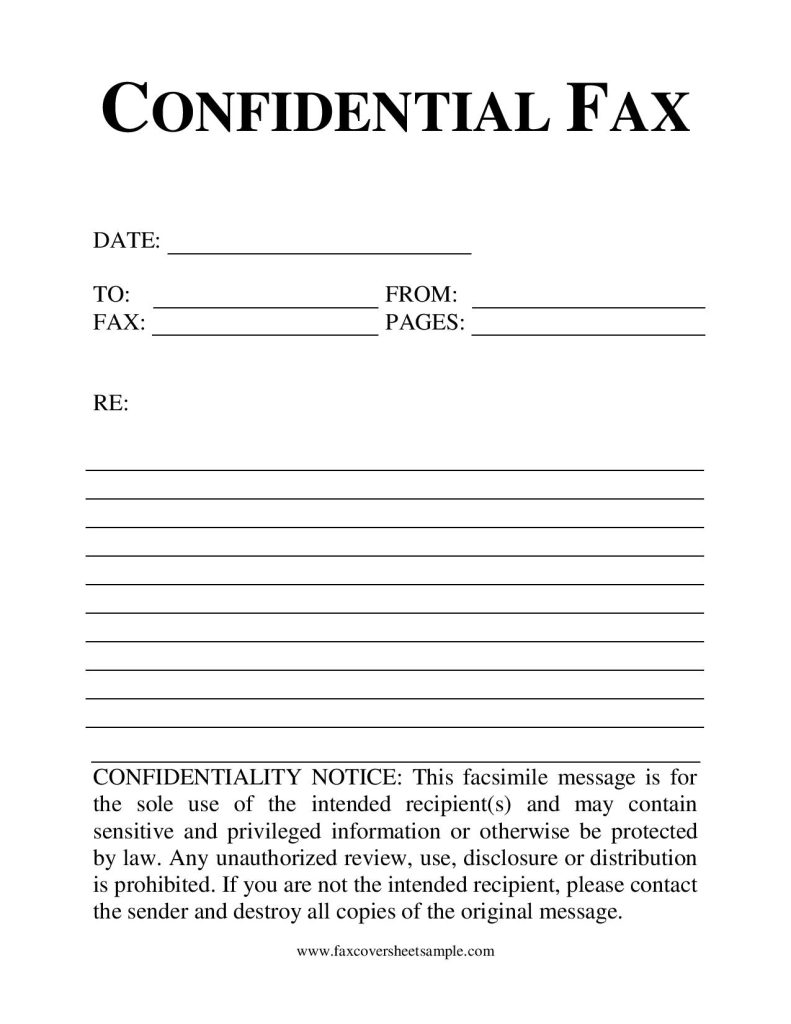 Printable Fax Cover Sheet with Confidentiality Statement