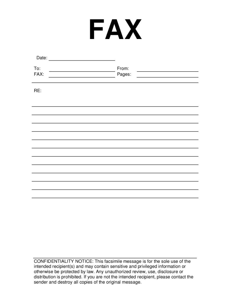 Printable Fax Cover Sheet Word Document