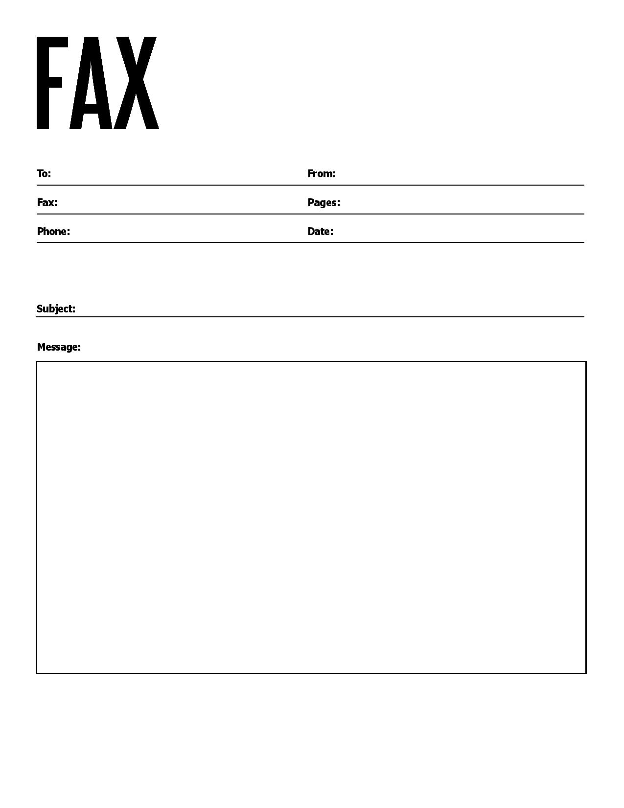 Standard Fax Cover Sheet Printable Template PDF, Word