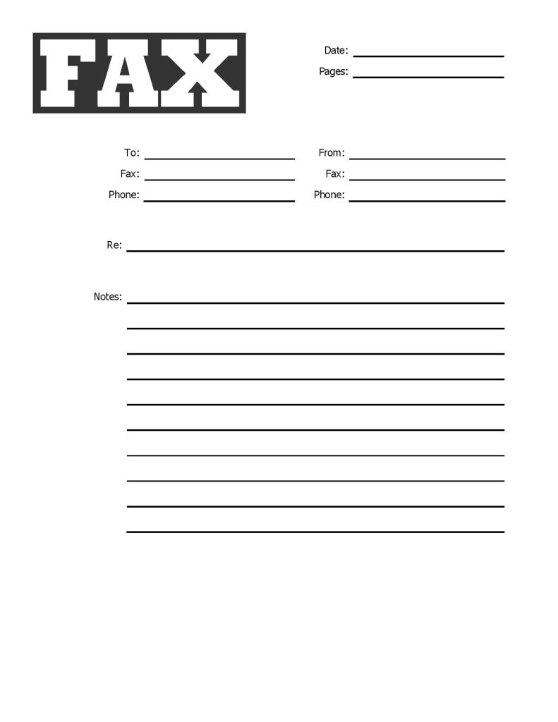 Standard Fax Cover Sheet Printable