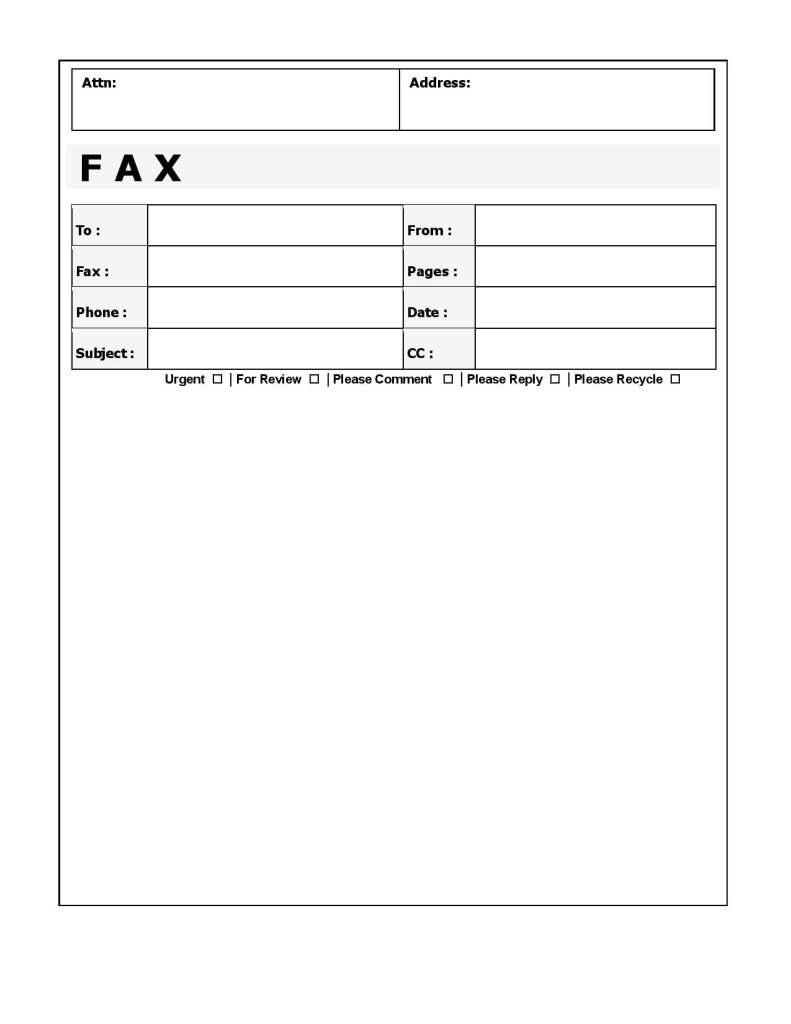 Attention Fax Cover Sheet