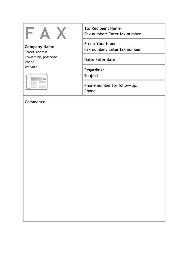 Printable Attention Fax Cover Letter