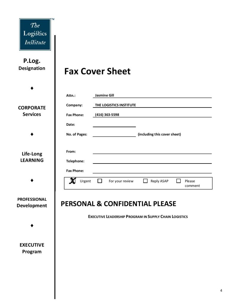 Job Fax Cover Sheet